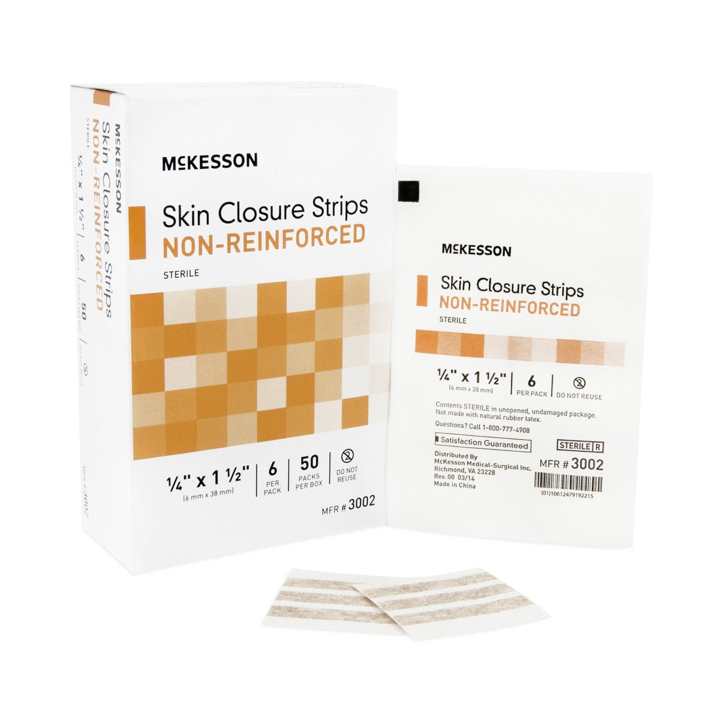 Skin Closure Strip McKesson 1/4 X 1-1/2 Inch Nonwoven Material Flexible Strip Tan, Packaging Type- Box