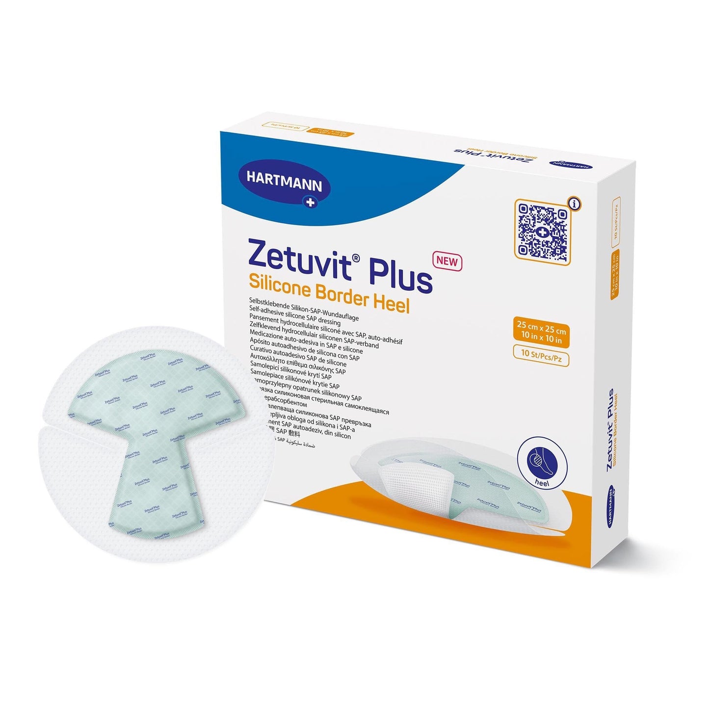 Super Absorbent Dressing Zetuvit Plus Silicone Border Silicone Adhesive 10 X 10 Inch Heel,  Packaging Type- Each