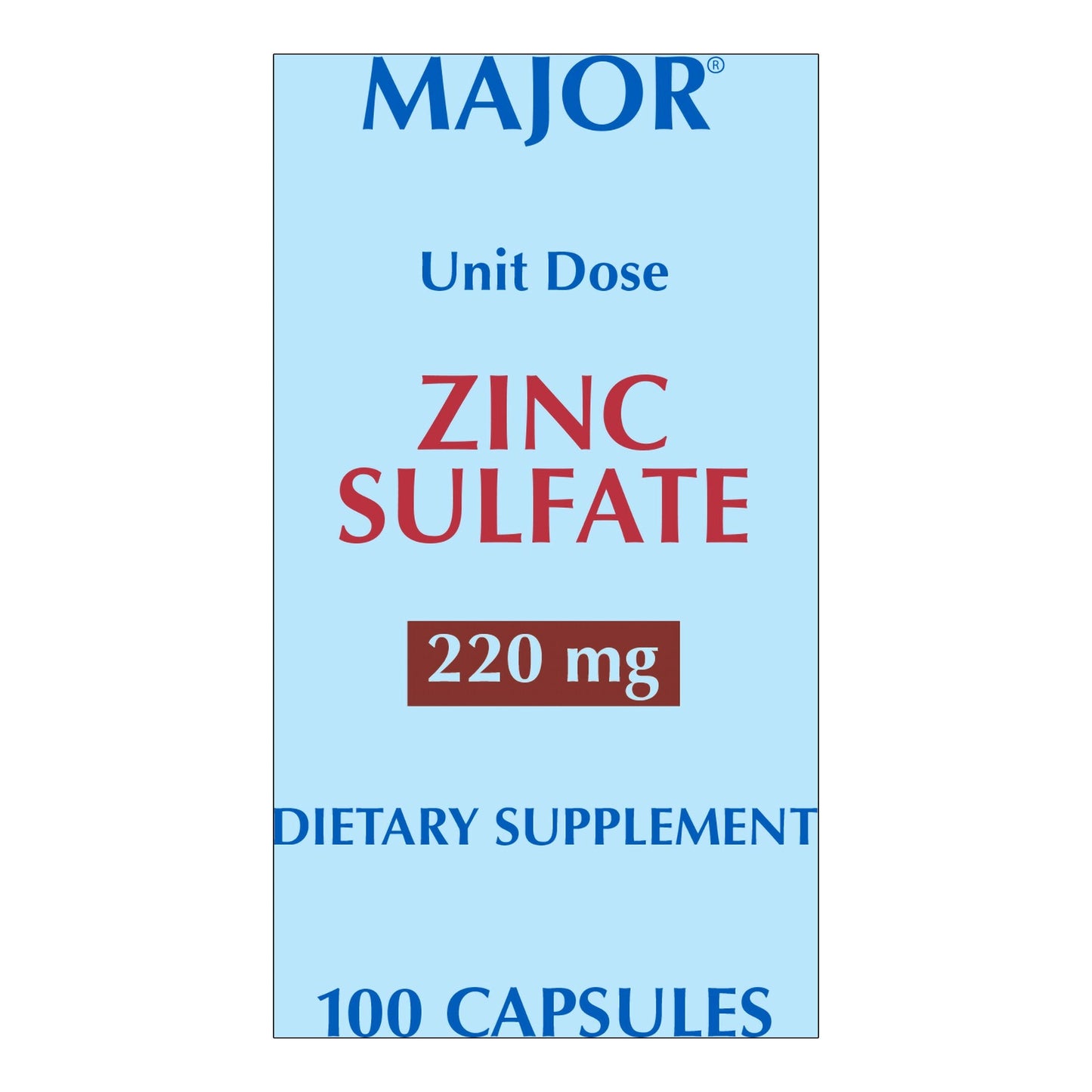 Mineral Supplement Zinc Sulfate 220 mg Strength Capsule 100 Per Box, Packaging Type- Box