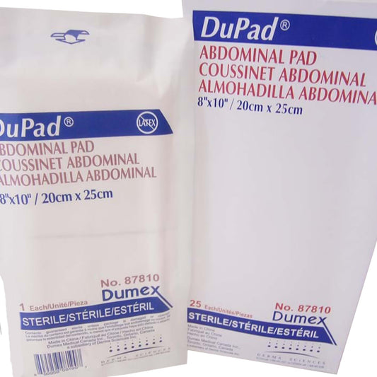 Abdominal Pad DuPad 8 X 10 Inch 1-Ply Sterile 1 per Pack,  Packaging Type- Each