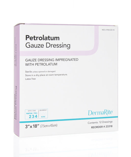 Petrolatum Impregnated Dressing DermaRite Strip 3 X 18 Inch Sterile,  Packaging Type- Each
