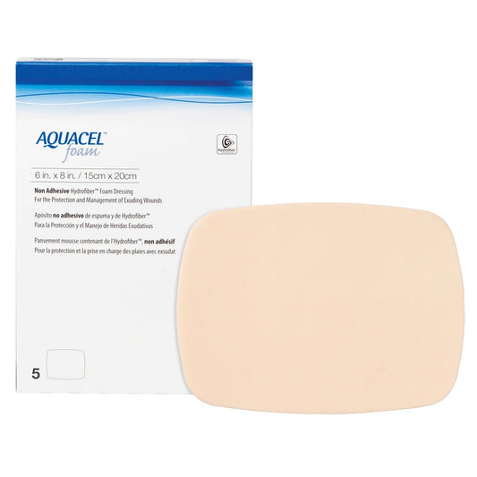 Foam Dressing Aquacel 6 X 8 Inch Without Border Waterproof Film Backing Nonadhesive Rectangle Sterile, Packaging Type- Each