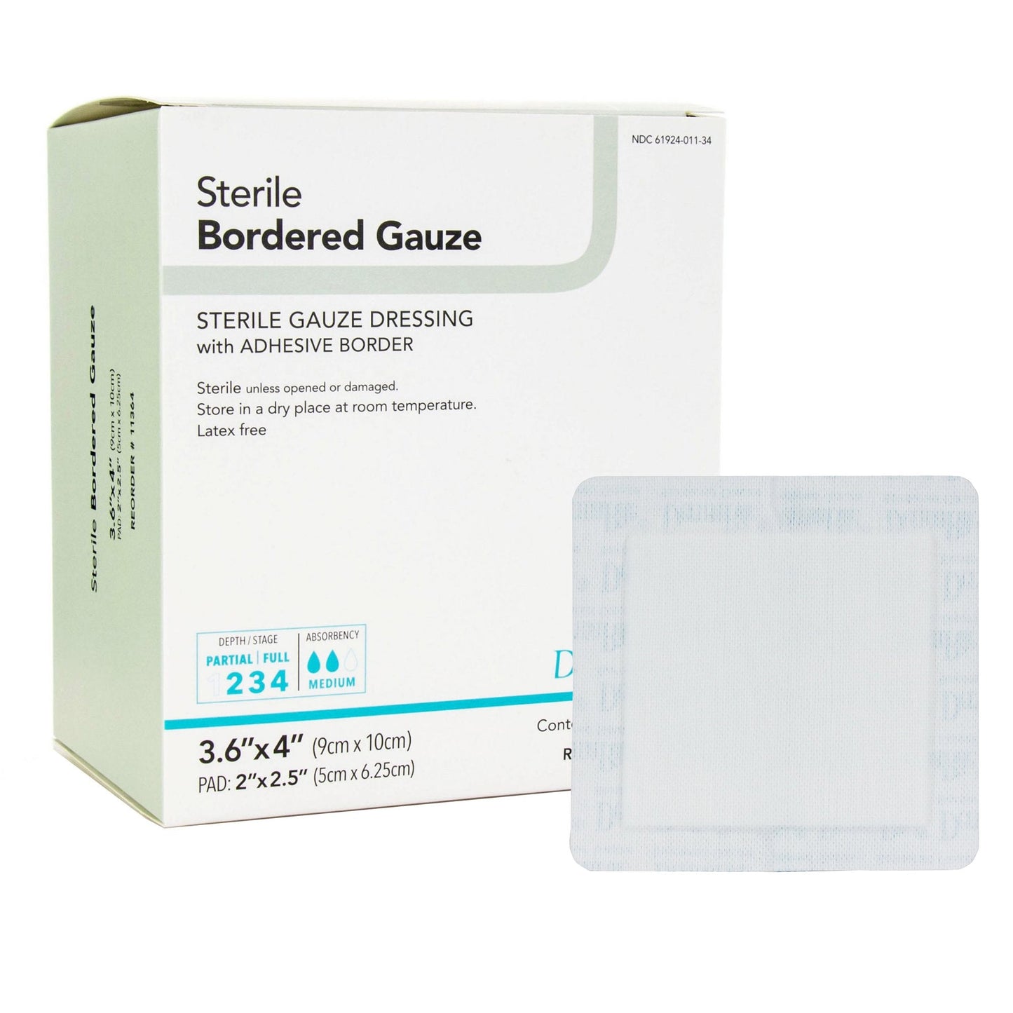 Island Dressing DermaRite Bordered Gauze 3-3/5 X 4 Inch Square Sterile,  Packaging Type- Box