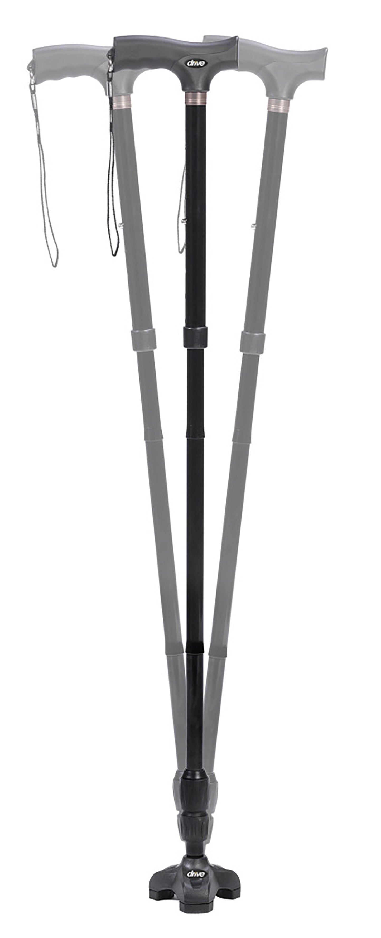 Folding Cane Flex-N-Go Aluminum 32-1/2 to 39-1/2 Inch Height Black, Packaging Type- Each