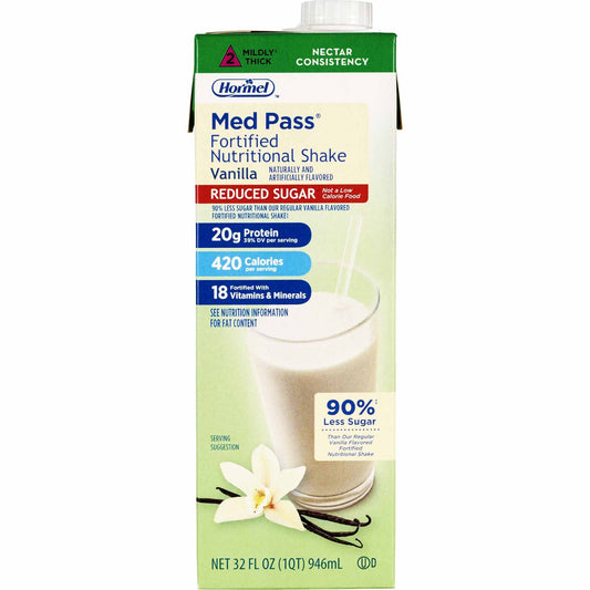 Oral Supplement Med Pass Reduced Sugar Vanilla Flavor Liquid 32 oz. Carton, Packaging Type- Each