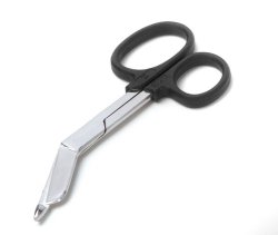 Bandage Scissors ADC Listerette 5-1/2 Inch Length Floor Grade Stainless Steel / Plastic NonSterile Finger Ring Handle Angled Blunt Tip / Blunt Tip,  Packaging Type- Each