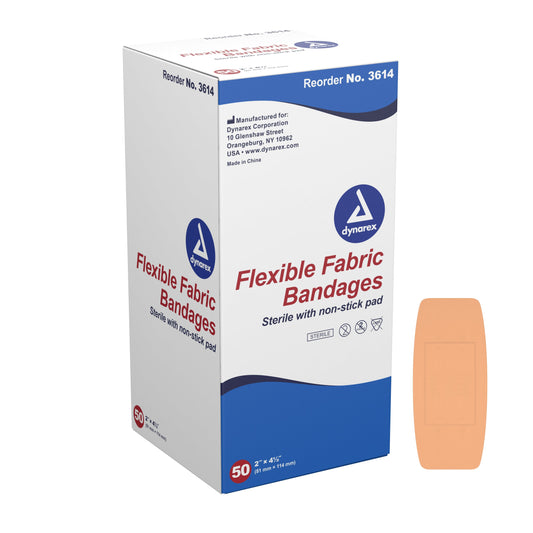 Adhesive Strip Dynarex 2 X 4-1/2 Inch Fabric Rectangle Tan Sterile, Packaging Type- Box