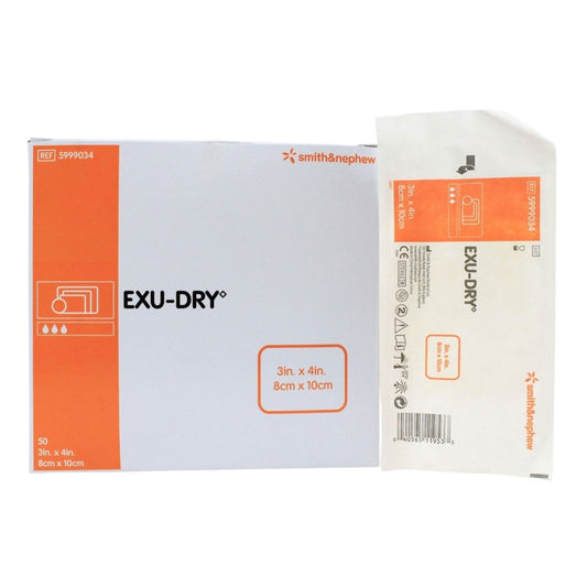 Super Absorbent Dressing EXU-DRY Anti-Shear 3 X 4 Inch Rectangle,  Packaging Type- Each