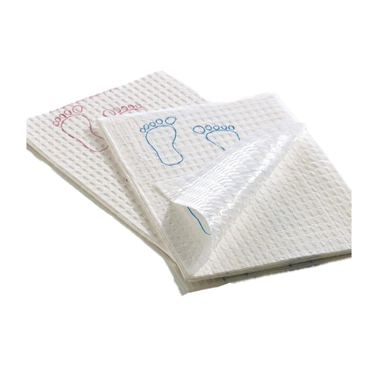 Procedure Towel Footprint 13-1/2 X 18 Inch White / Mauve Footprints NonSterile, Packaging Type- Case