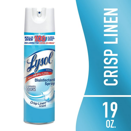 Lysol Disinfectant Spray, Sanitizing and Antibacterial Spray, For Disinfecting and Deodorizing, Crisp Linen, 19 Fl. Oz