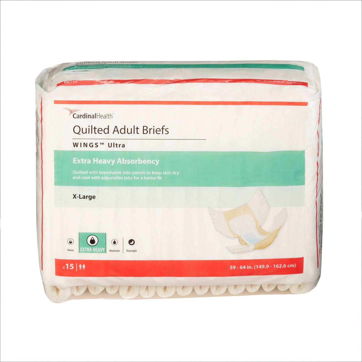 Unisex Adult Incontinence Brief Wings Ultra X-Large Disposable Heavy Absorbency, Packaging Type- Case