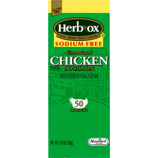 Instant Broth Herb-Ox Sodium Free Chicken Flavor Liquid 8 oz. Individual Packet,  Packaging Type- Case