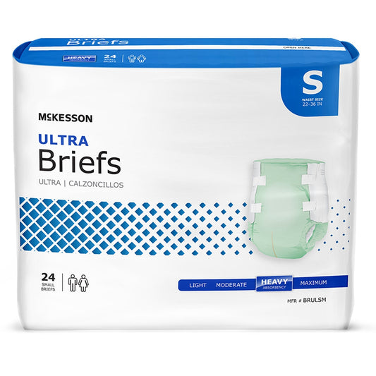 Unisex Adult Incontinence Brief McKesson Ultra Small Disposable Heavy Absorbency, Packaging Type- Case