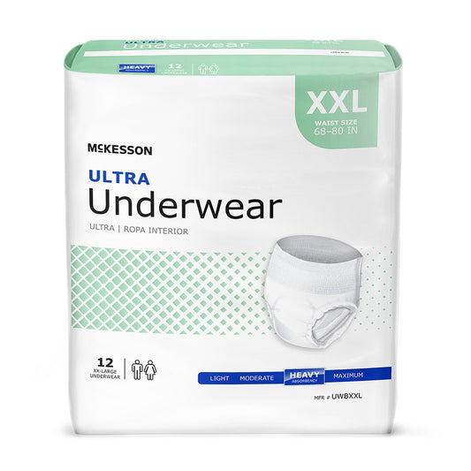 Unisex Adult Absorbent Underwear McKesson Ultra Pull On with Tear Away Seams 2X-Large Disposable Heavy Absorbency, Packaging Type- Case