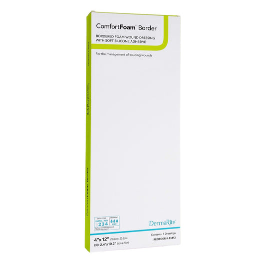 Foam Dressing ComfortFoam™ Border 4 X 12 Inch With Border Waterproof Backing Silicone Adhesive Rectangle Sterile, Packaging Type- Each