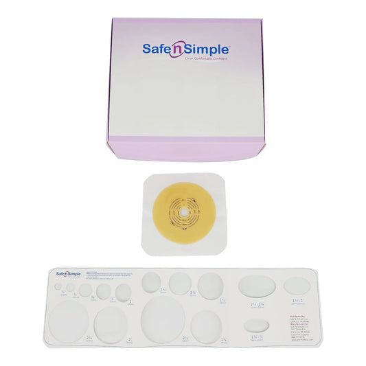 Ostomy Barrier Trim to Fit, Standard Wear Flexible Tape 57 mm Flange Red Code System Up to 1-3/4 Inch Opening 5 X 5 Inch, Packaging Type- Box