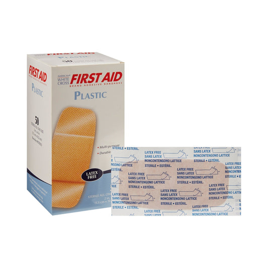 Adhesive Strip American White Cross 2 X 4 Inch Plastic Rectangle Tan Sterile,  Packaging Type- Each