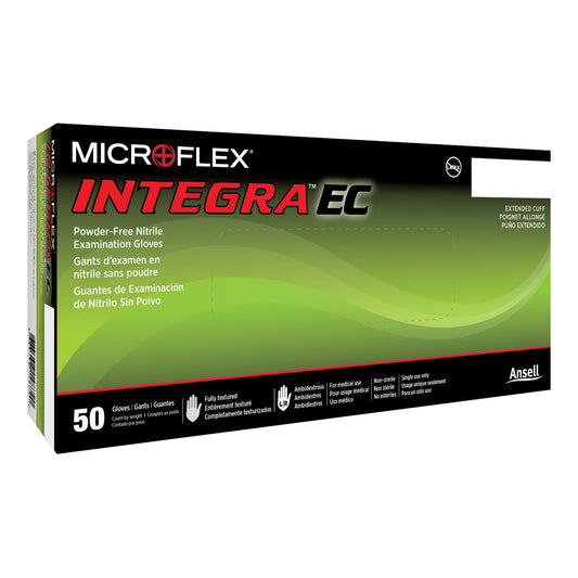 Exam Glove Integra EC Large NonSterile Nitrile Extended Cuff Length Fully Textured Blue Not Rated, Packaging Type- Box