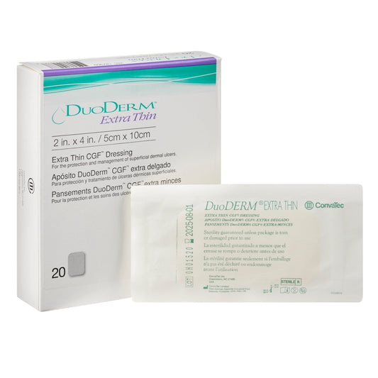 Thin Hydrocolloid Dressing DuoDERM Extra Thin 2 X 4 Inch Rectangle,  Packaging Type- Each