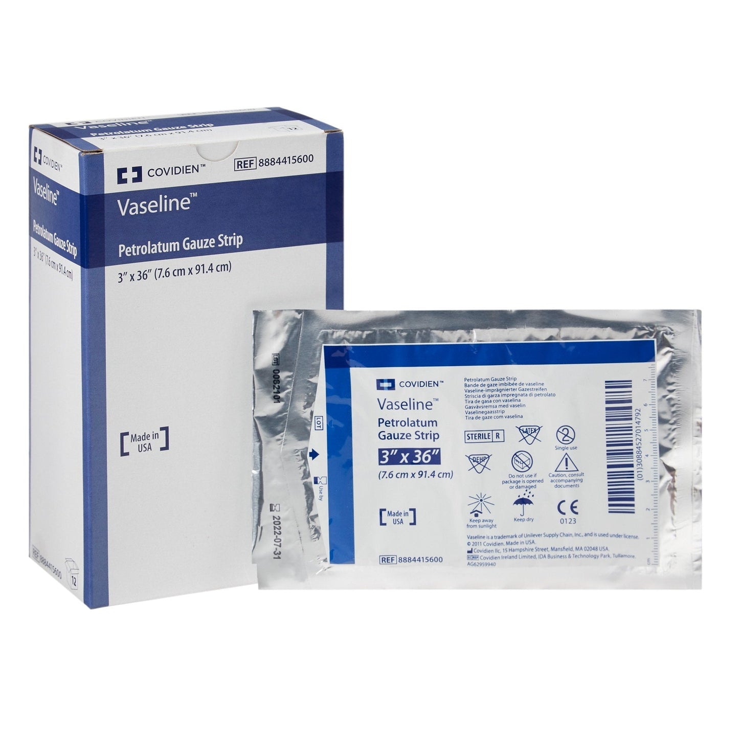 Petrolatum Impregnated Dressing Vaseline Strip 3 X 36 Inch Sterile,  Packaging Type- Each