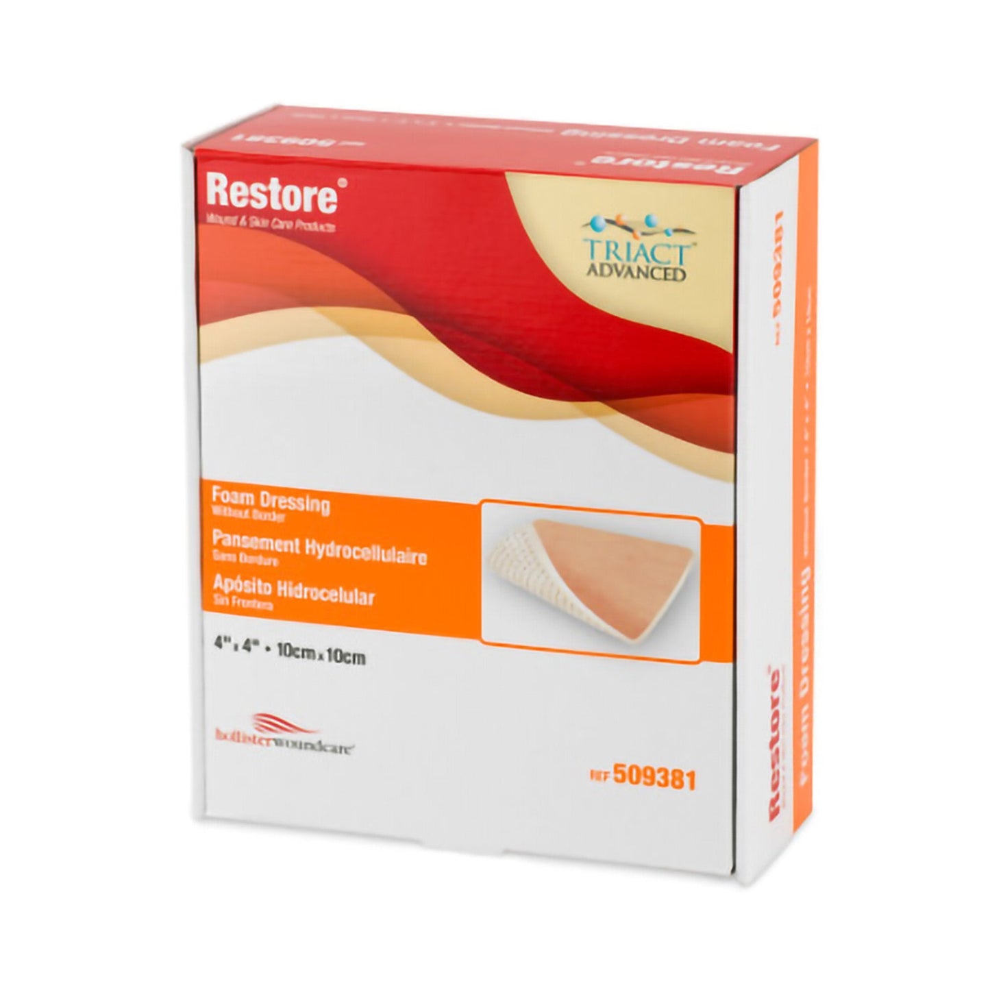 Foam Dressing Restore™ 4 X 4 Inch Without Border Film Backing Nonadhesive Square Sterile,  Packaging Type- Each