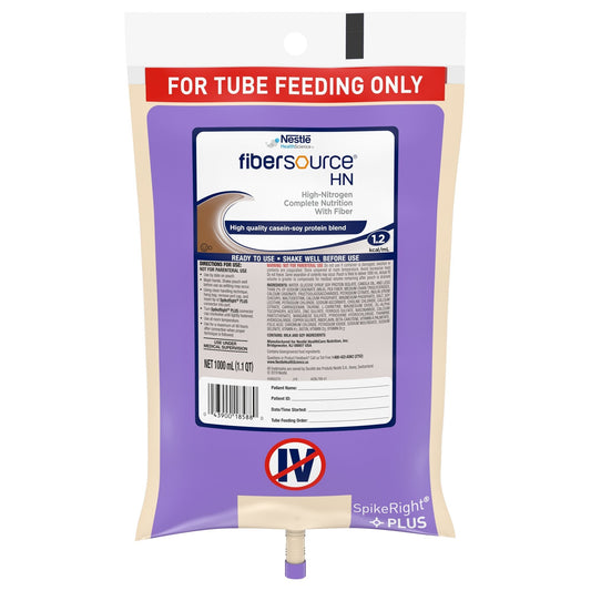 Tube Feeding Formula Fibersource HN Unflavored Liquid 1000 mL Ready to Hang Prefilled Container, Packaging Type- Case
