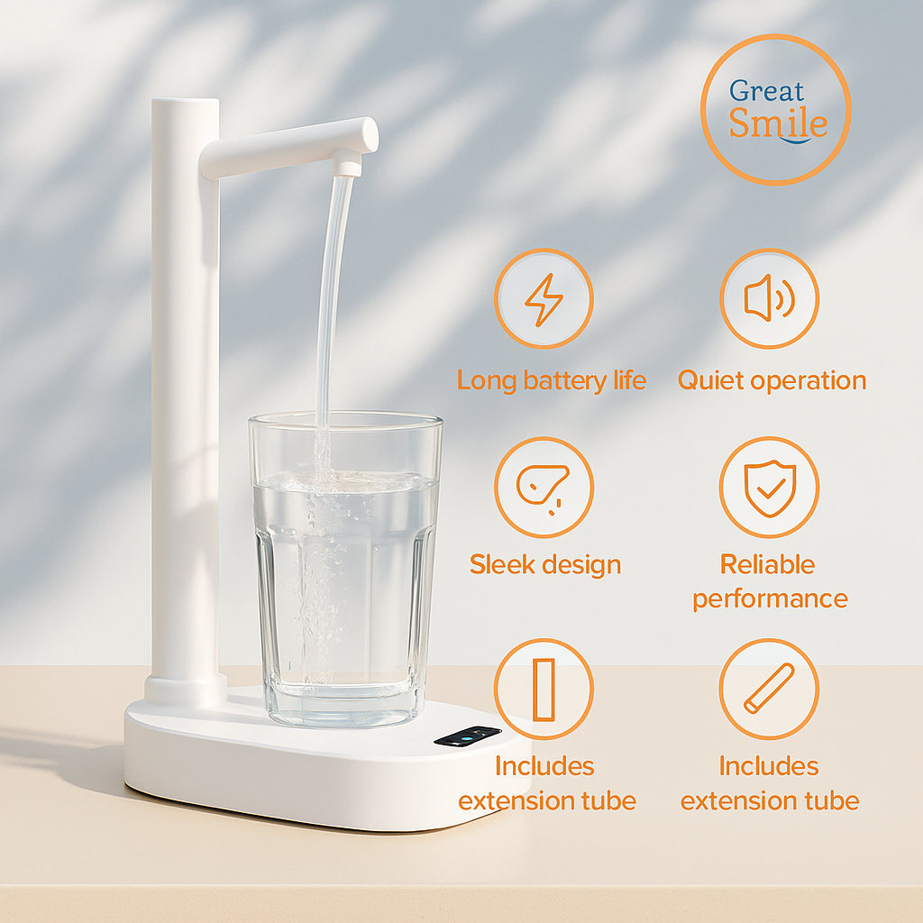 HydroEase Smart Water Dispenser – Rechargeable, 8-Level Flow Control, Portable Stand