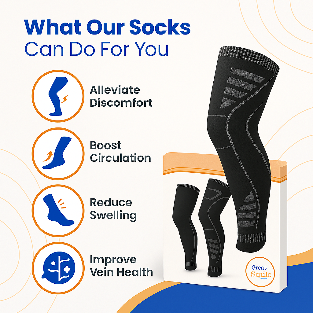StrideEase Compression Socks – 15-20 mmHg Support for Travel, Work & Recovery