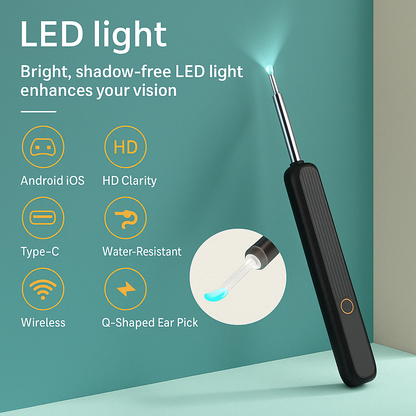 ClearScope™ Wireless Ear Cleaner with 1296P HD Camera & LED Light