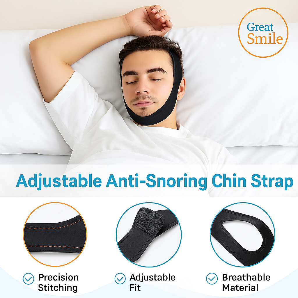 SootheSleep Adjustable Anti-Snore Chin Strap – Soft, Breathable, Travel-Friendly