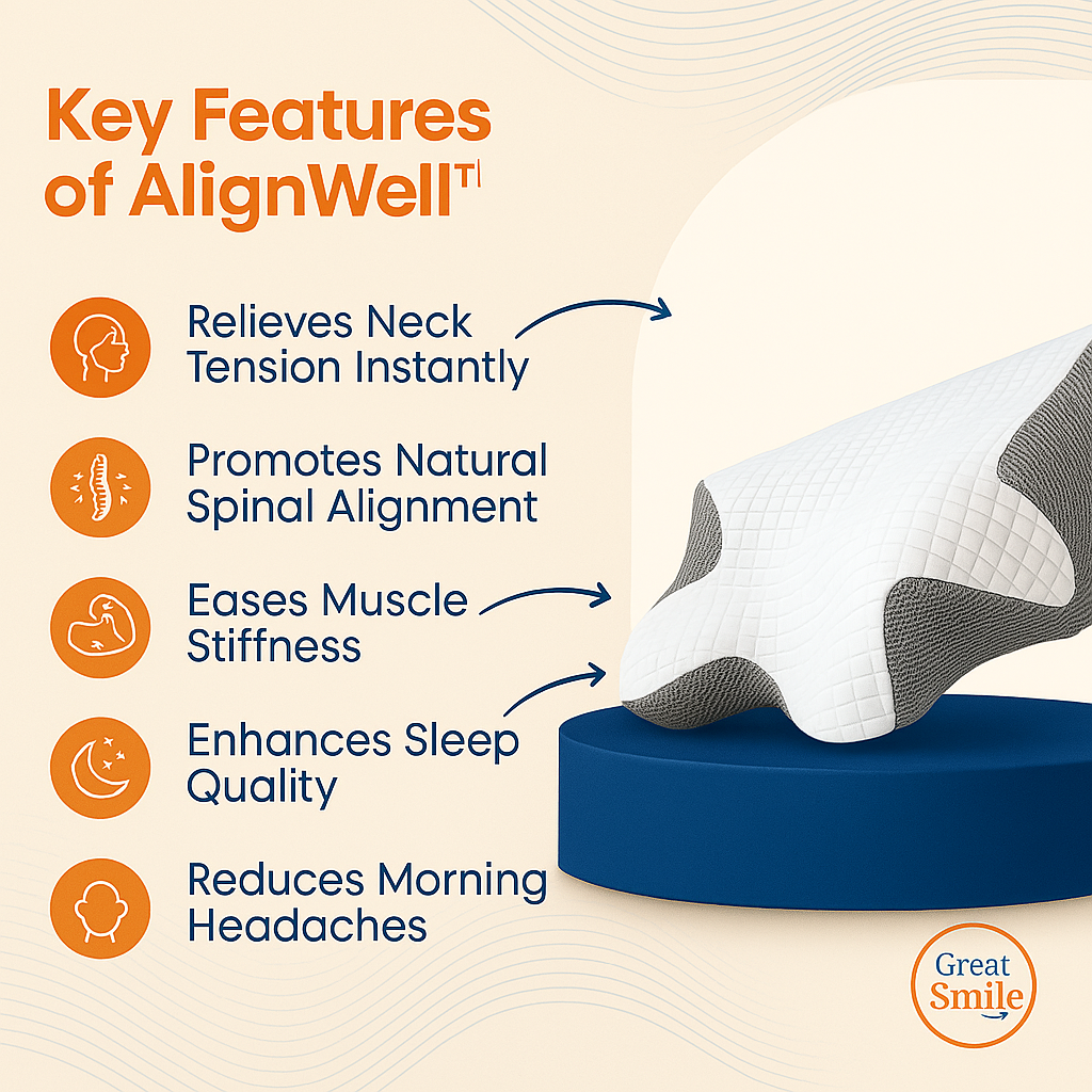 AlignWell™ Neck Pillow – Posture Support, Pain Relief, Ergonomic Fit