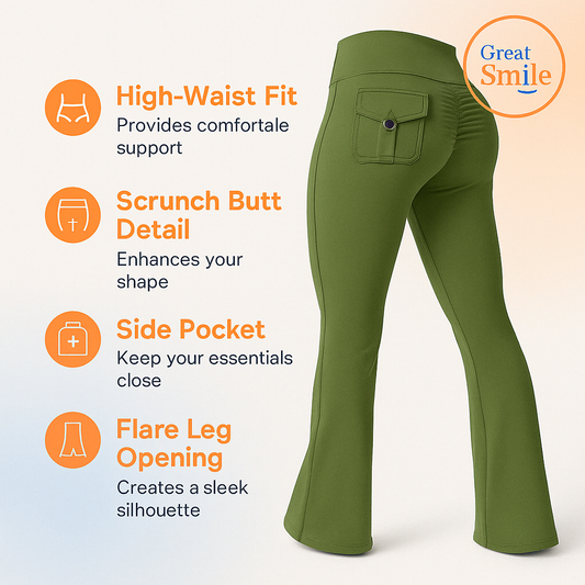 FlexiFit Flare Leggings – High-Waist Scrunch Booty Yoga Pants with Pockets