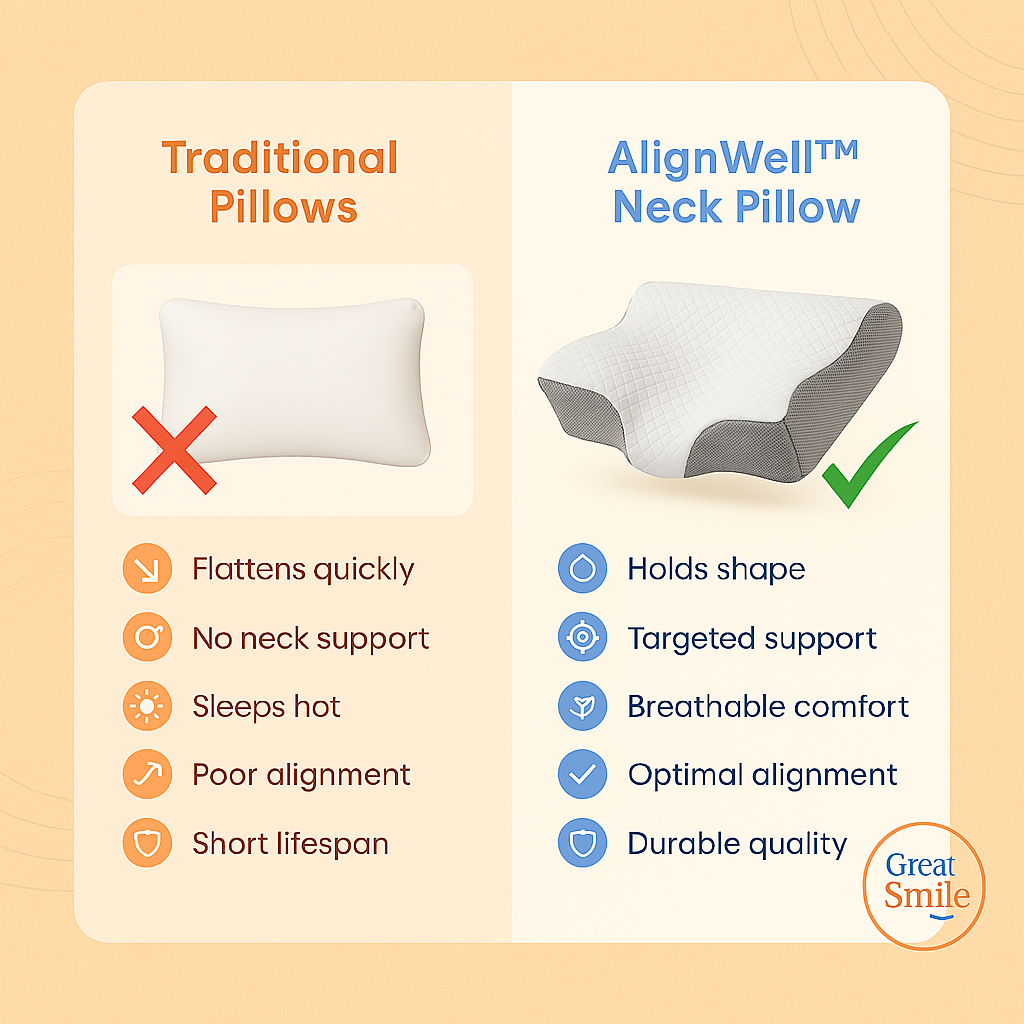 AlignWell™ Neck Pillow – Posture Support, Pain Relief, Ergonomic Fit
