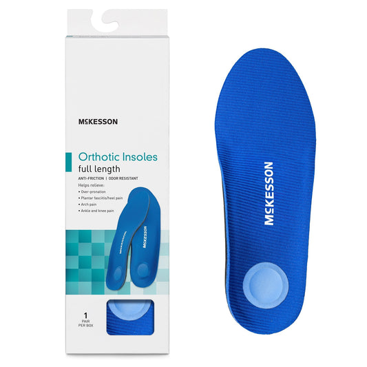 Insole McKesson Brand Full Length Polypropylene / EVA / Polyester / Poron Male 10 to 10-1/2 / Female 12 Black / Blue
