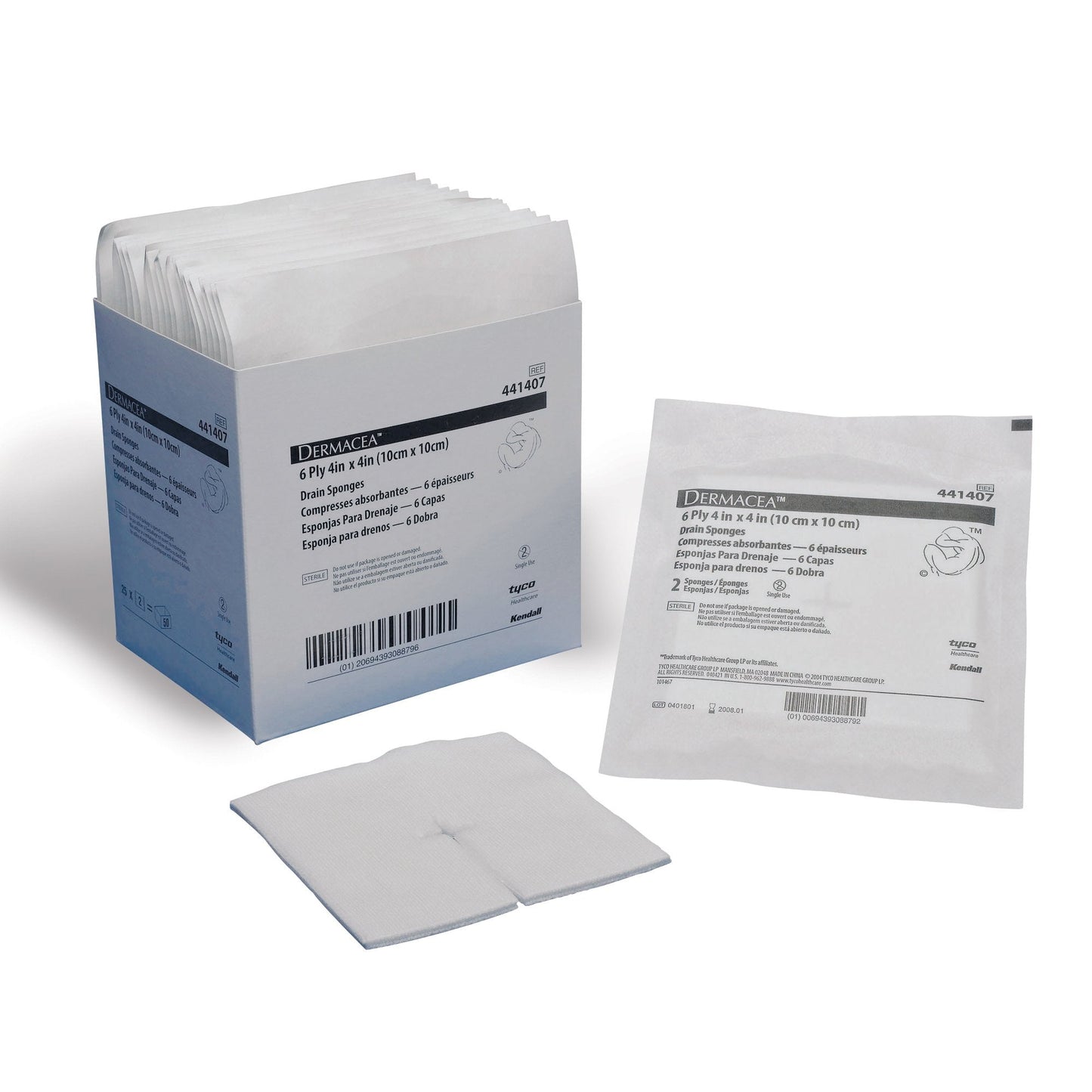 Drain Sponge Dermacea 4 X 4 Inch 6-Ply Sterile 2 per Pack, Packaging Type- Case