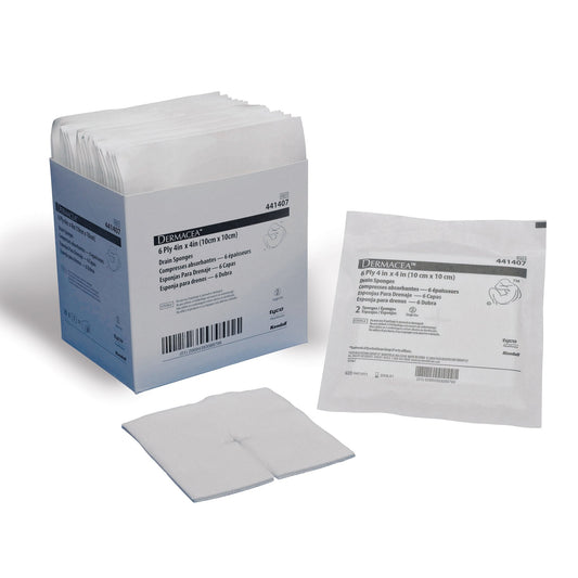 Drain Sponge Dermacea 4 X 4 Inch 6-Ply Sterile 2 per Pack, Packaging Type- Case