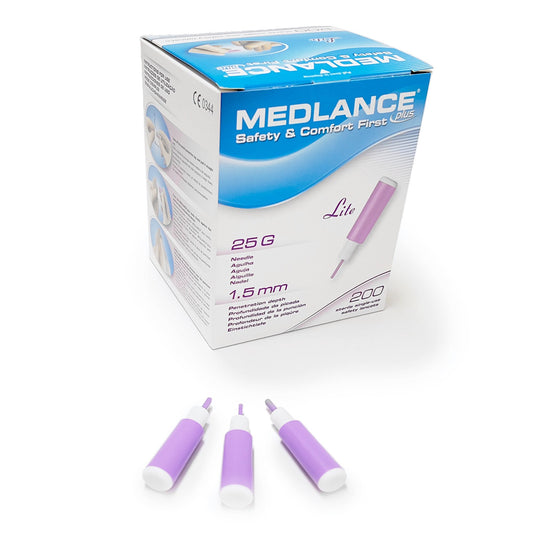 Safety Lancet Medlance 25 Gauge Safety Puncture Control Push Button Activation Finger, Packaging Type- Box