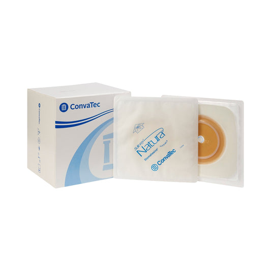 Ostomy Barrier Sur-Fit Natura Trim to Fit, Standard Wear Stomahesive Adhesive 57 mm Flange Sur-Fit Natura System Hydrocolloid 1-3/8 to 1-3/4 Inch Opening 5 X 5 Inch, Packaging Type- Box