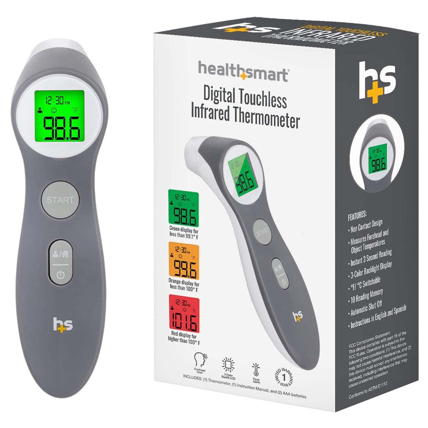 Non-Contact Skin Surface Thermometer HealthSmart Infrared Skin Probe Handheld