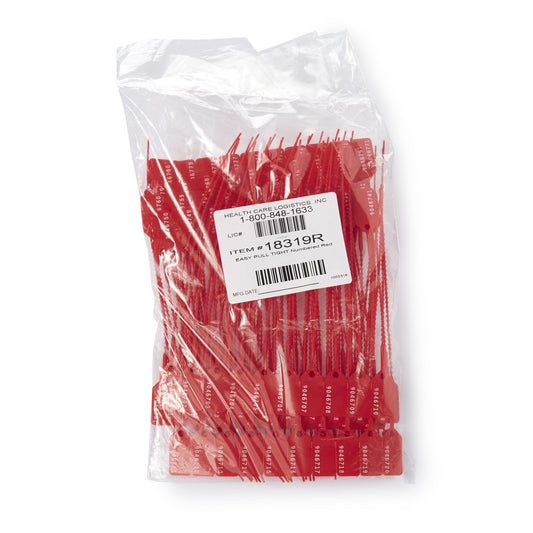 Easy Pull-Tight Seal Health Care Logistics Consecutively Numbered Red Polypropylene 8-7/8 Inch, Packaging Type- Box