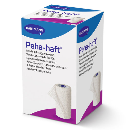 Absorbent Cohesive Bandage Peha-haft 4 Inch X 4-1/2 Yard Self-Adherent Closure White NonSterile Standard Compression,  Packaging Type- Each