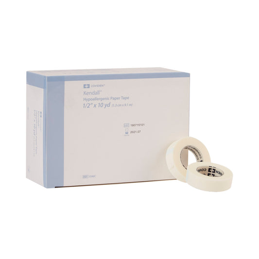 Hypoallergenic Medical Tape Kendall™ Hypoallergenic White 1/2 Inch X 10 Yard Paper NonSterile,  Packaging Type- Each