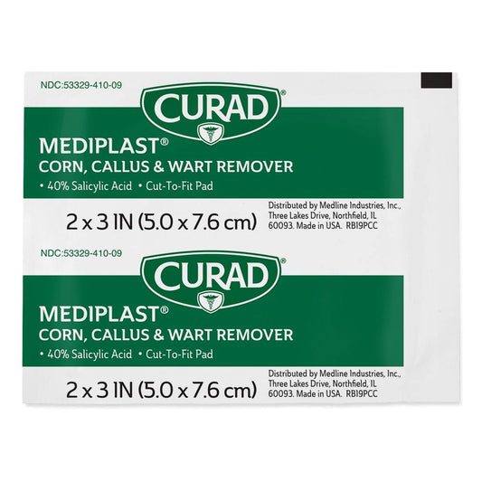 Corn / Callus / Wart Remover Curad MediPlast 40% Strength Medicated Pad 25 per Box,  Packaging Type- Box