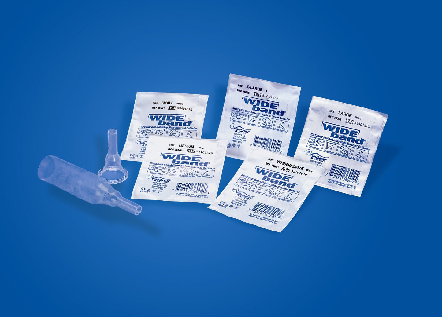Male External Catheter Wide Band Self-Adhesive Band Silicone X-Large,  Packaging Type- Each