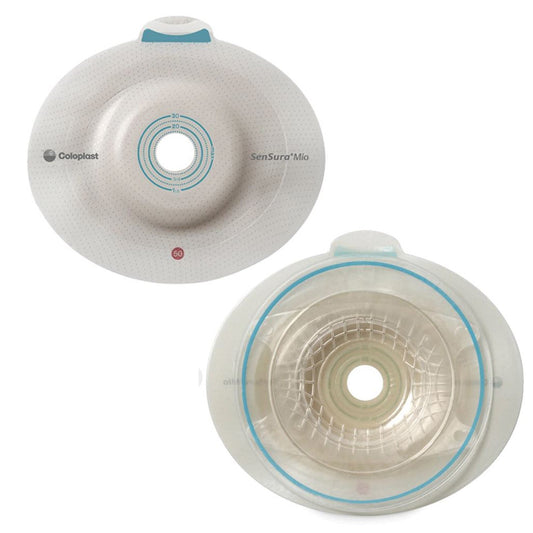 Ostomy Barrier SenSura Mio Click Trim to Fit, Extended Wear Elastic Adhesive 60 mm Flange Blue Code System 15 to 40 mm Opening, Packaging Type- Box