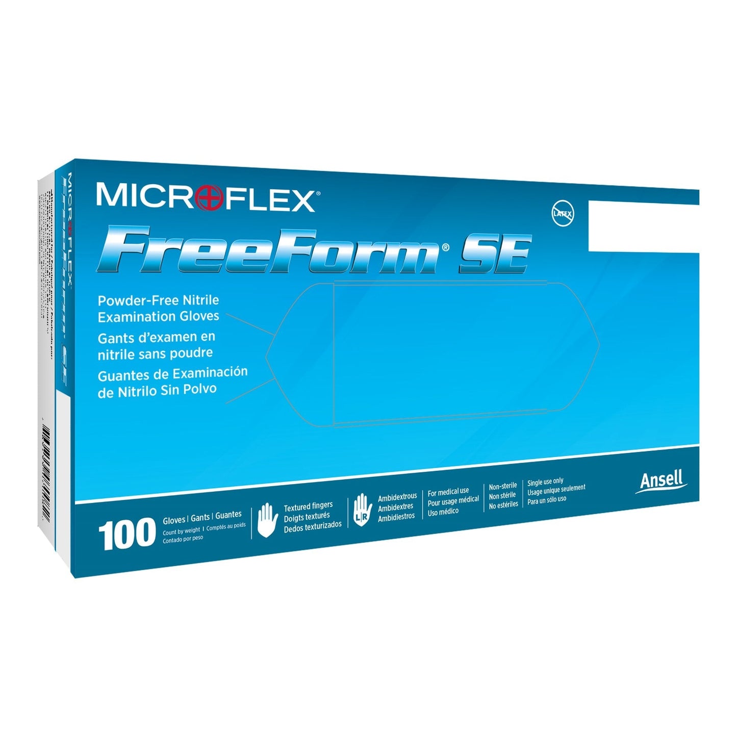 Exam Glove FreeForm SE Medium NonSterile Nitrile Standard Cuff Length Textured Fingertips Blue Not Rated, Packaging Type- Box