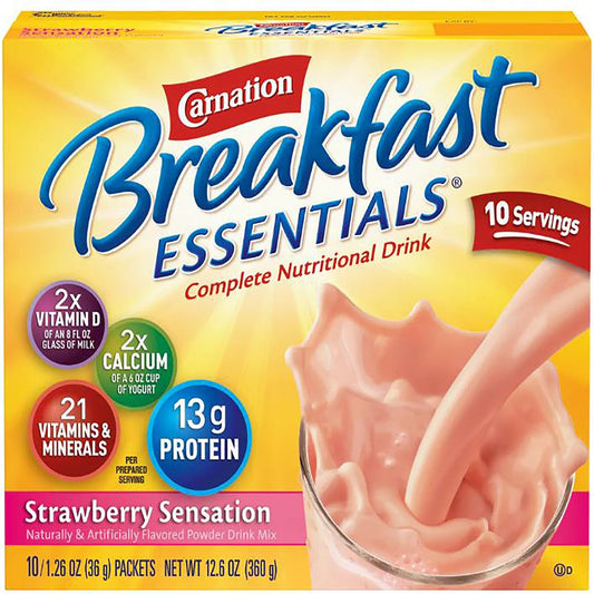 Oral Supplement Carnation Breakfast Essentials Strawberry Sensation Flavor Powder 1.26 oz. Individual Packet,  Packaging Type- Each