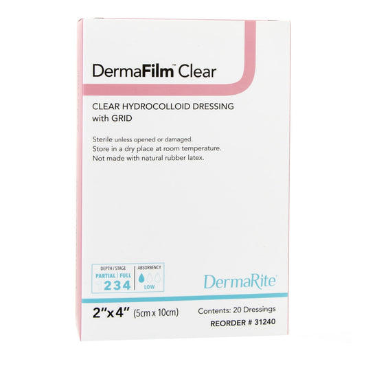 Thin Hydrocolloid Dressing DermaFilm 2 X 4 Inch Rectangle,  Packaging Type- Each