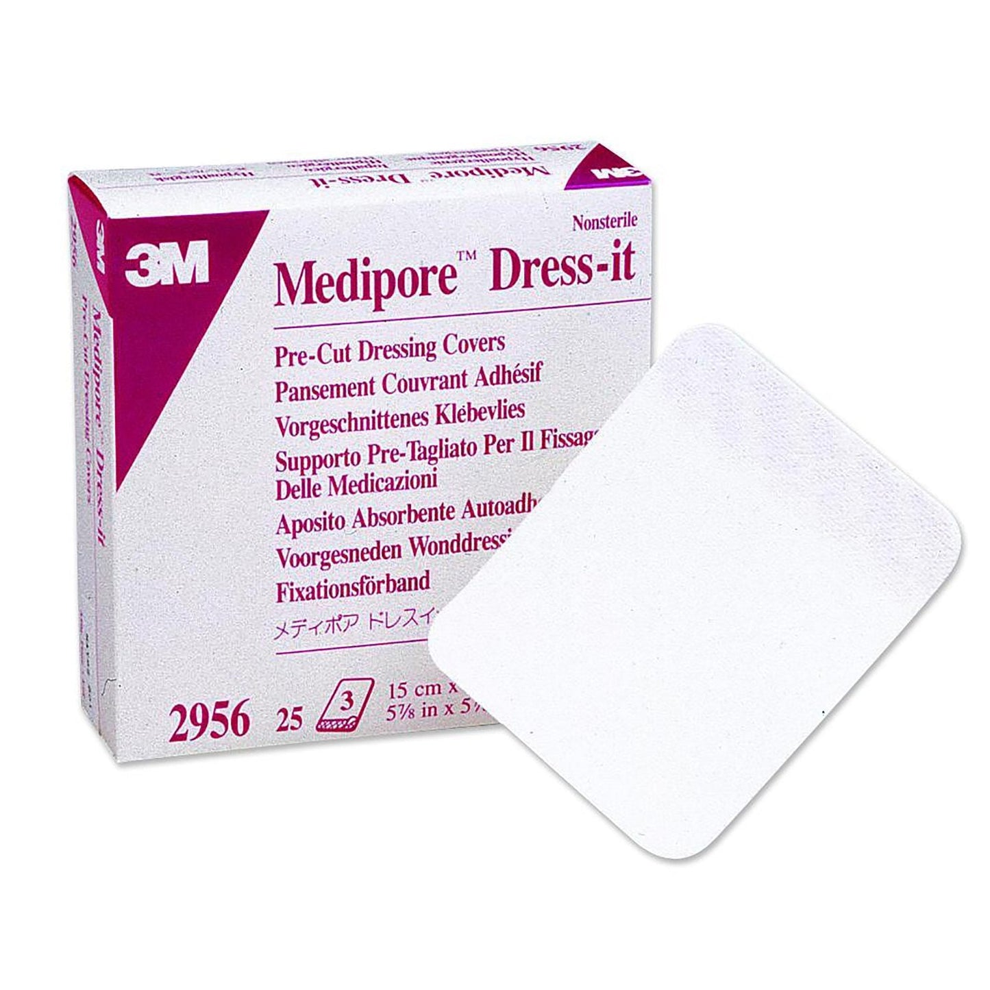 Dressing Retention Tape with Liner 3M™ Medipore™ Dress-It White 5-7/8 X 5-7/8 Inch Soft Cloth NonSterile,  Packaging Type- Box