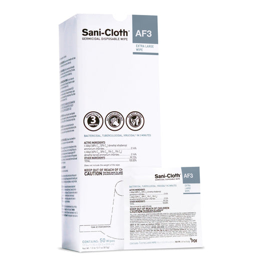 Sani-Cloth AF3 Surface Disinfectant Cleaner Premoistened Germicidal Manual Pull Wipe 50 Count Individual Packet Mild Scent NonSterile